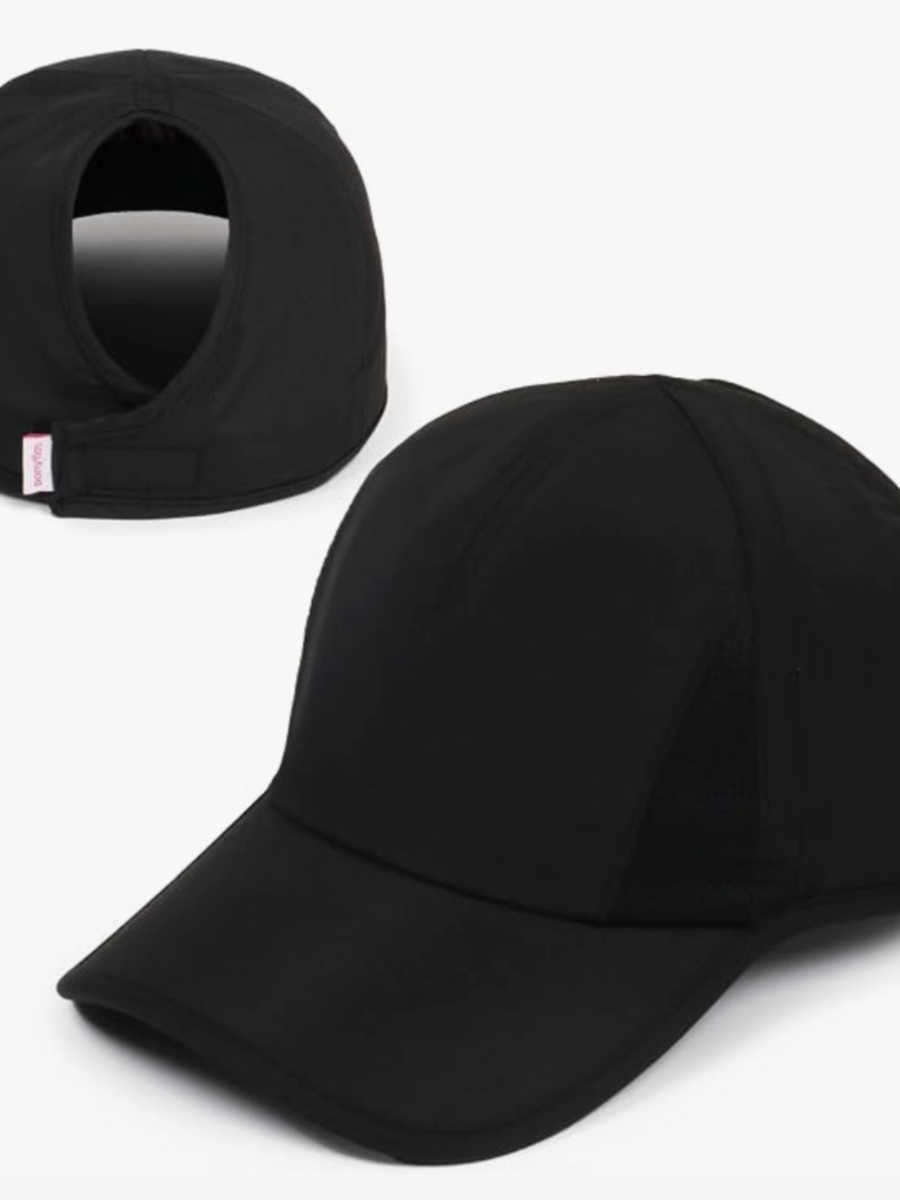 NWT Ponyflo Women's Active Open Back Ponytail Baseball Cap in Black